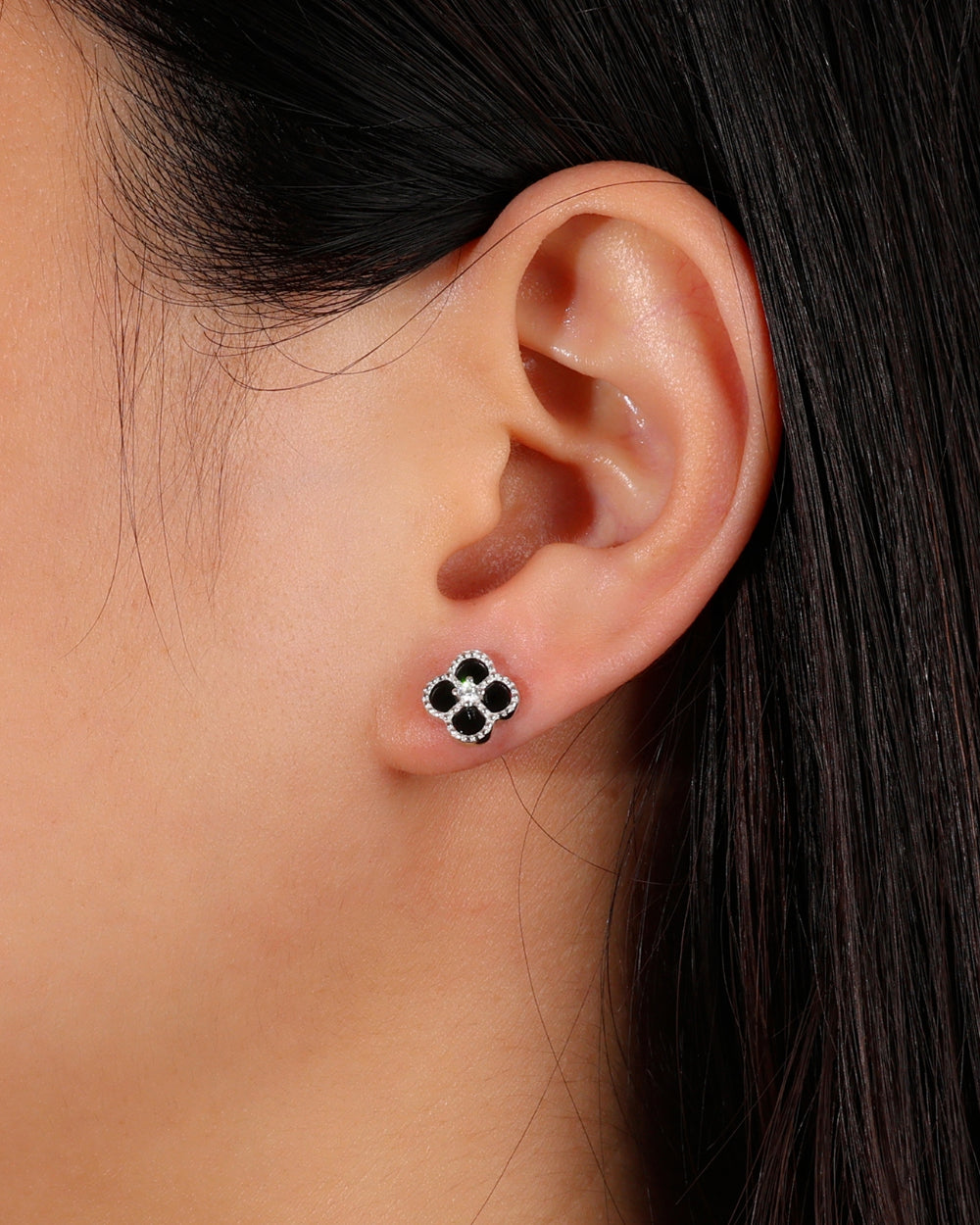 BLACK EMERALD STUDS 925. - WHITE GOLD