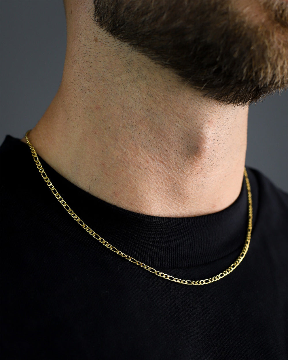 CLEAN FIGARO CHAIN. - 3MM 18K GOLD