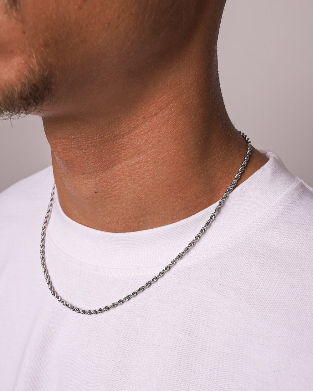CLEAN ROPE CHAIN. - 3MM WHITE GOLD
