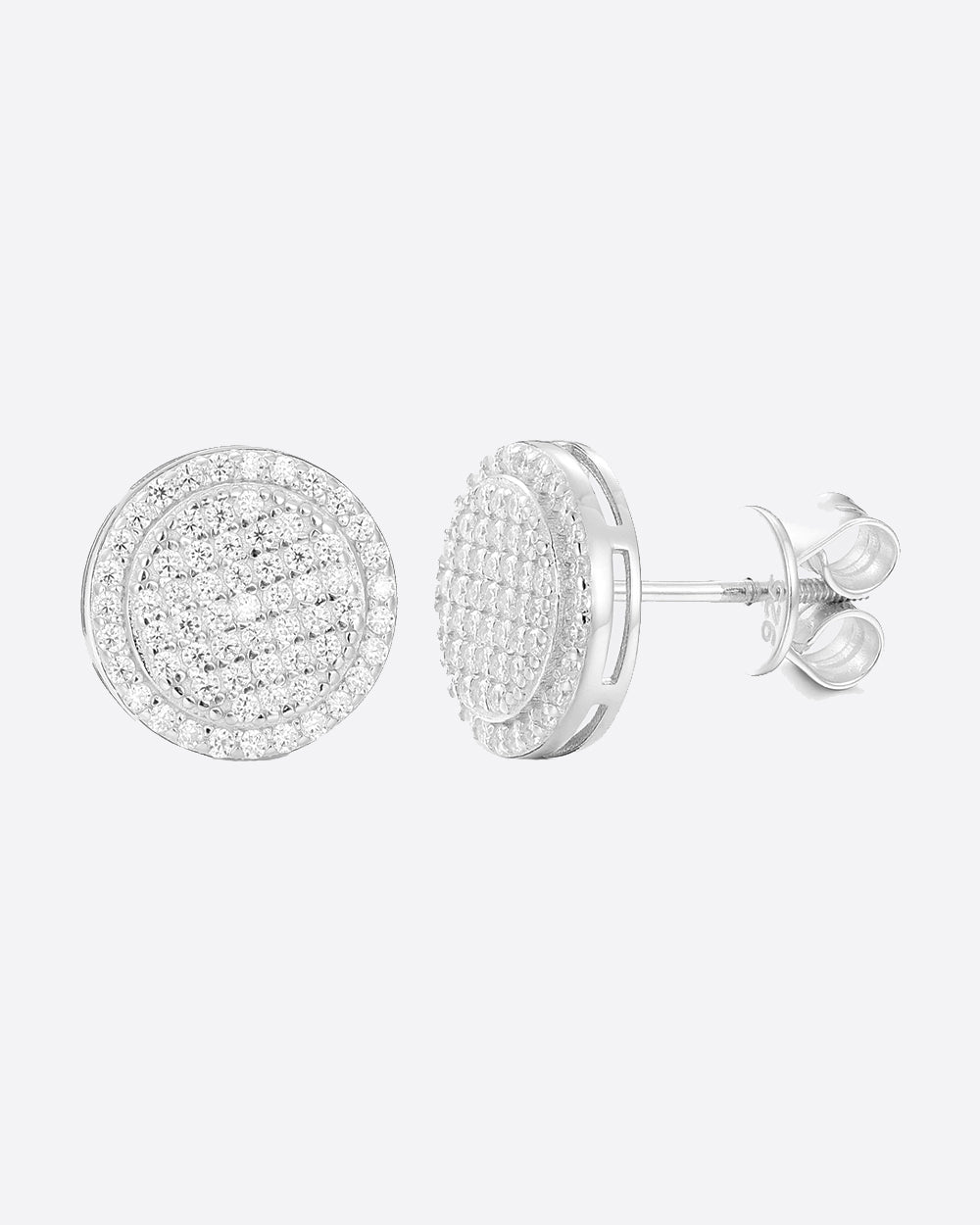 MOISSANITE FROSTED ROUND STUDS. - WHITE GOLD