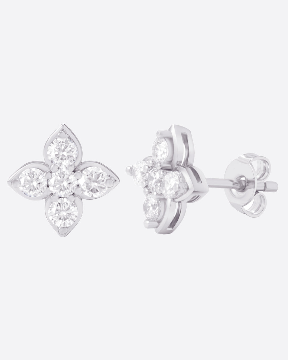 MOISSANITE JASMINE STUDS. - WHITE GOLD